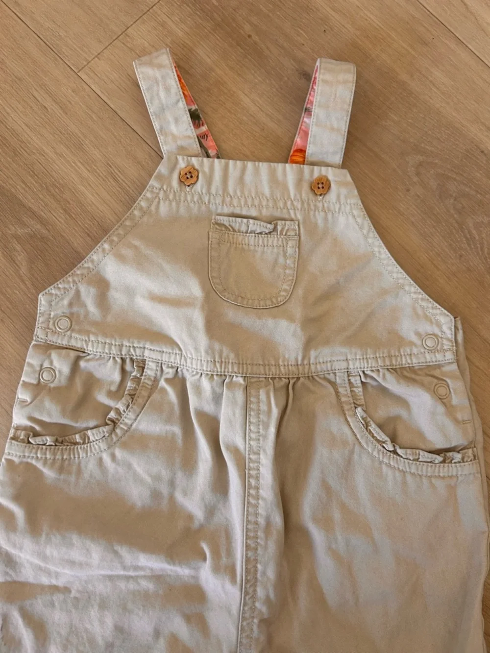 Vintage Gymboree Y2K aloha 2002 Kids Beige Embroidered Palm-Print Overalls